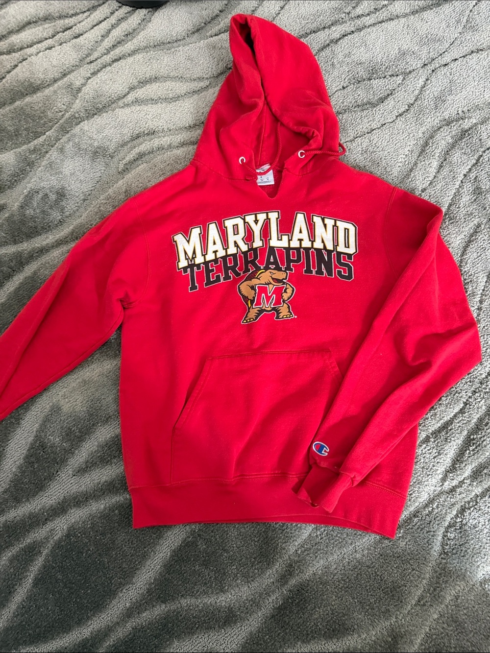 Champion Maryland Terrapins Red Hooded Sweatshirt size small